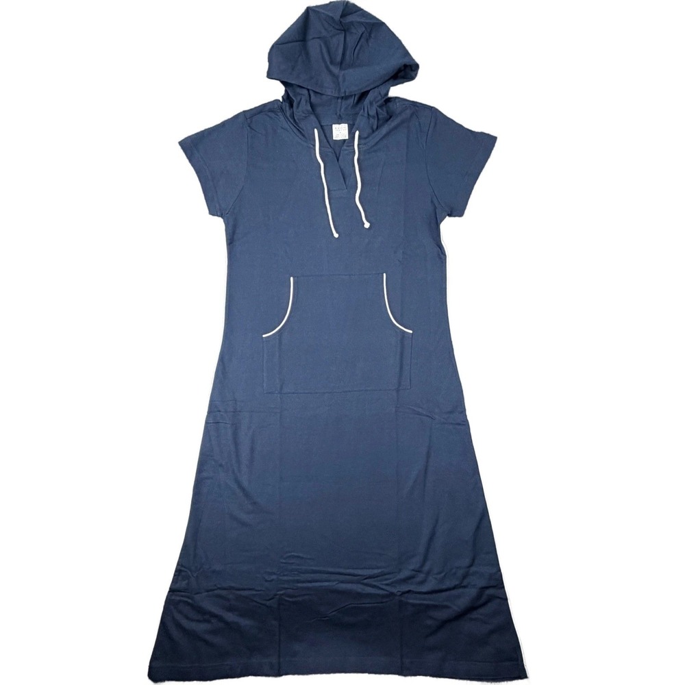 NEW‎ Avon Women's M Intimates Hooded Knit Terry Lounger Navy Blue Short Sleeve